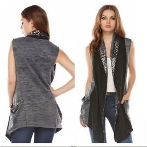 Bundle Juicy Couture Black and Silver sequin vest length 27 inches SZ L
